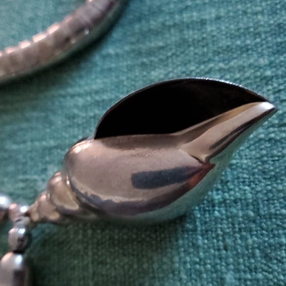 RARE SET VINTAGE SILVER NECKLACE AND BRACELET WITH SHELL CHUNKY SNAKE - Picture 8 of 11